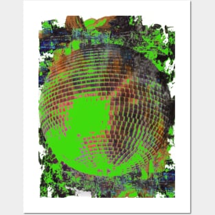 Green disco ball art collage Posters and Art